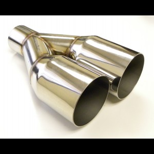 3.5" Dual Offset Exhaust Tip Polished S.S. Y Pipe